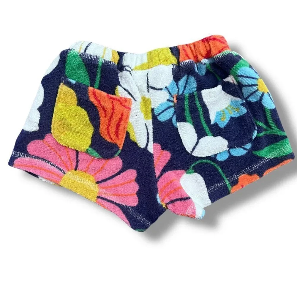 Mini Boden Girls Flower Terry Cloth Shorts with pockets Size 3Y - Picture 4 of 6
